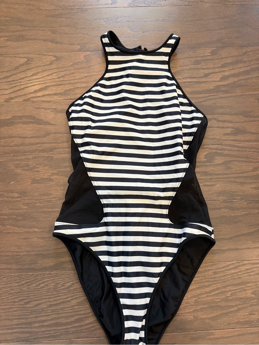 Lululemom Black & White Striped One-Piece Swimsuit